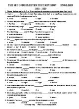 Đề cương ôn tập học kỳ II môn Tiếng Anh Khối 9 - Năm học 2018-2019